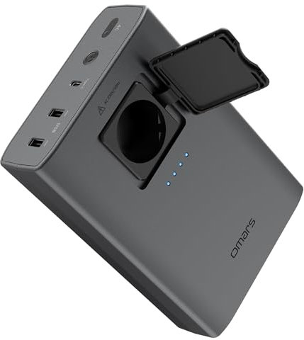 Omars Caricatore per laptop da 24000 mAh/88 Wh, caricabatterie di grande capacità con presa AC da 90 W, USB C da 18 W, ingresso/uscita PD, uscita USB A, batteria a ricarica rapida di emergenza