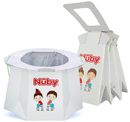 Nuby Disposable Travel Potty with Liner - Foldable and Portable Potty; Toddler Potty Essential for Camp, Trips, & Car Rides - Travel Potty for Toddler, 1 Pack