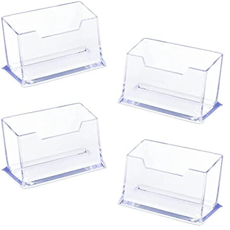 PXRLMYF 4 Pièce Porte-Cartes de Visite,Porte-Cartes de Visite en Acrylique,Présentoir à Carte de Visite pour Bureau Hôtels,Transparent