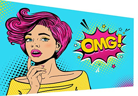 Magic Canvas Art Frau OMG Brille Pop Art Leinwandbild 1- teilig Hochwertiger Kunstdruck Wandbilder – B8397, Material: Leinwand, Größe: 40 x 30 cm