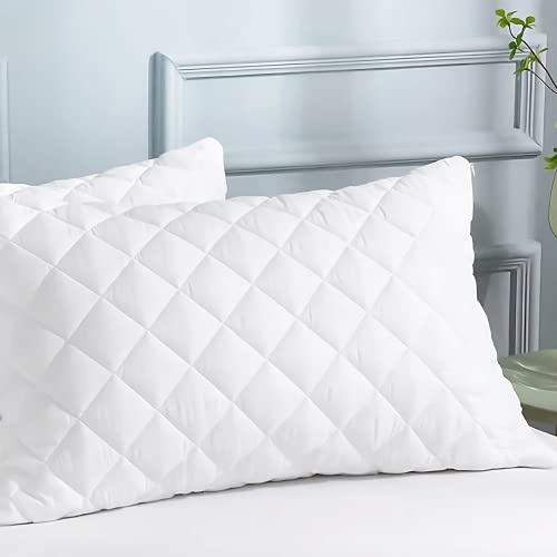 Luxury Pillows Quilted Cover Filled With Super Bounce Back Extra Support Hollowfibre Firm Bed Pillows | MADE IN UK, Down Alternatove (2)