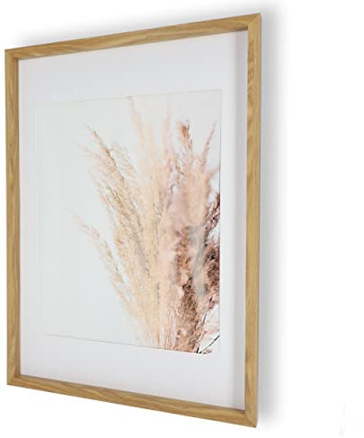 Wackadoo Holz Bilderrahmen 50x70 cm Eiche Fotowand Fotorahmen Picture frame Holz aus MDF mit Passepartout 40 x 50 cm