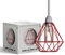 LEDSONE Modern Geometric Diamond Pendant Lampshade - Metal Wire Cage, Red, 14.5x20cm, Ideal for Living Room, Kitchen, Restaurant, Office
