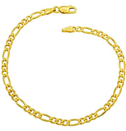 Kauf-mich-weg Damen Armband Figaro-Armband 925 Sterling Silber vergoldet 3,5mm breit Länge wählbar 17 18 18,5 19 20 20,5 21 22 cm Figarokette Gold Armkettchen Armkette (22)