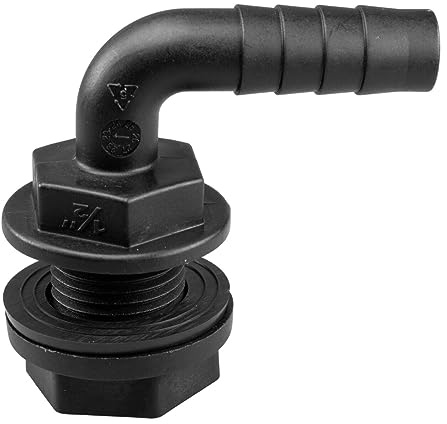 Water Butt Connector Adapter Tank Fitting 1/2 - 2 Barb Straight 90 Pipe Outlet (Elbow, 1/2)