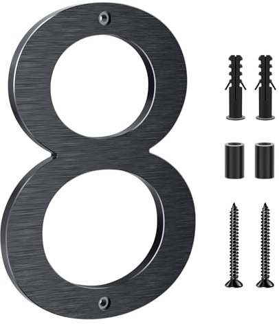Lookopen 8 Inch Black Large House Numbers, Modern Floating Metal House Numbers, Aluminium Front Door Numbers (8)