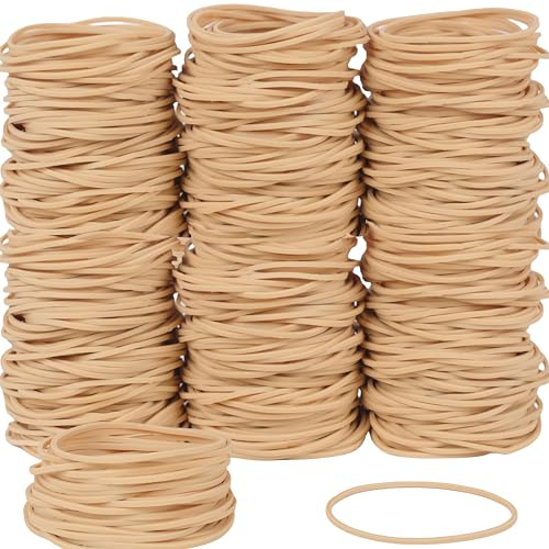 Foshine Rubber Bands Size #19, 400Pcs Approximately 0.45lb Elastic Band Beige Small Rubber Band Home Office Supplies(3-1/2 x 1/16'')