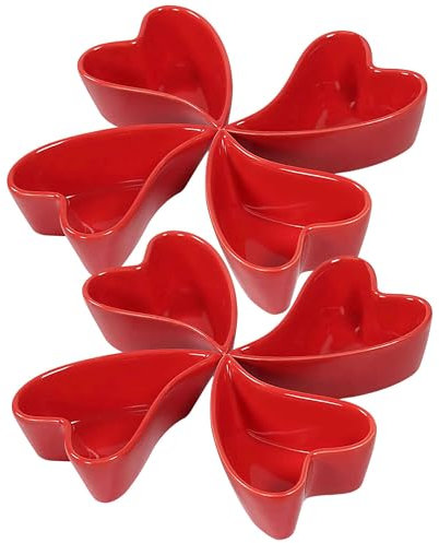 TYMYYS Ensemble De Ramequins, 120ml, Ramequins Crème Brûlée Forme De Cœur, Plats à Soufflé Allant Au Four, Souffle Ramekins, Ramequins Pour Friteuse À Air-rouge-Ensemble de 8