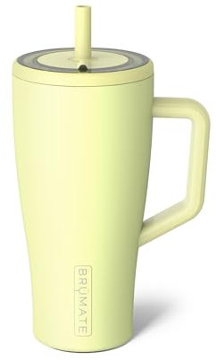 BrüMate Era Gobelet isotherme de 887 ml avec poignée et paille – Gobelet isotherme 100 % étanche avec couvercle et paille – En acier inoxydable – Base adaptée au porte-gobelet – 887 ml (Prickly Pear)