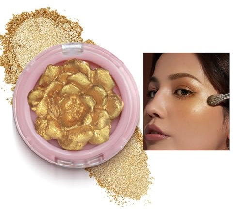 Highlighter Palette, 3D Rose Blush, Body Luminizer Highlighter Face Makeup, Shimmer Body Glow Face Powder, Glossy Long Lasting Highlighters Makeup