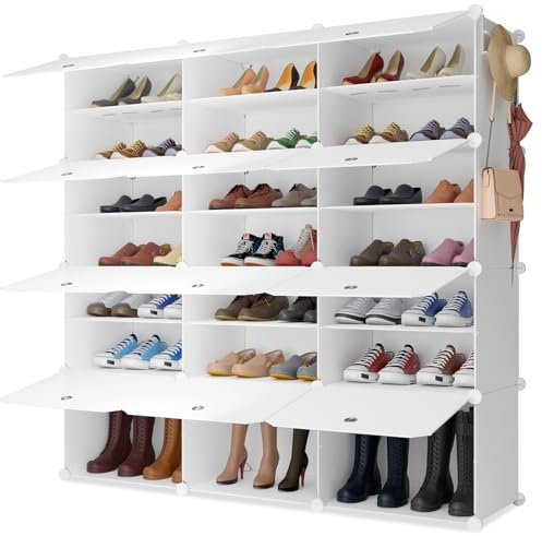 Meuble Chaussure, Max 48 Paires de Chaussures Rangement Chaussure, 8 étages Conception Stéréoscopique Forme Assemblée Librement, pour Salon Chambre à Coucher Entrée Entrepôt, Blanc