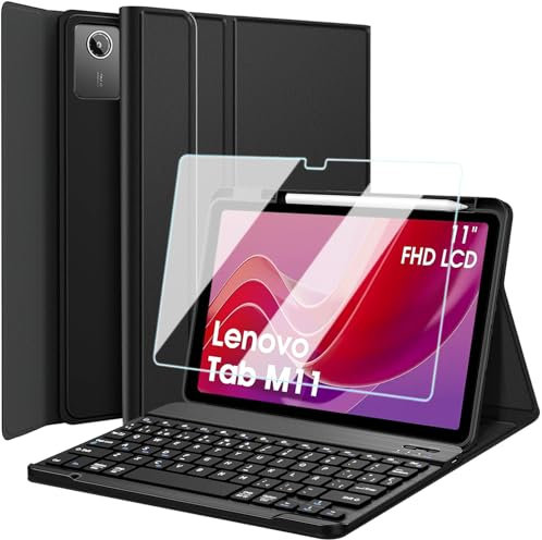 Nanhent Funda con Teclado Español Ñ para Lenovo Tab M11 11 Pulgadas 2024 (TB330FU / TB330XU) Tablet, 9H Protector de Pantalla, Teclado Magnético Inalámbrico Bluetooth Desmontable
