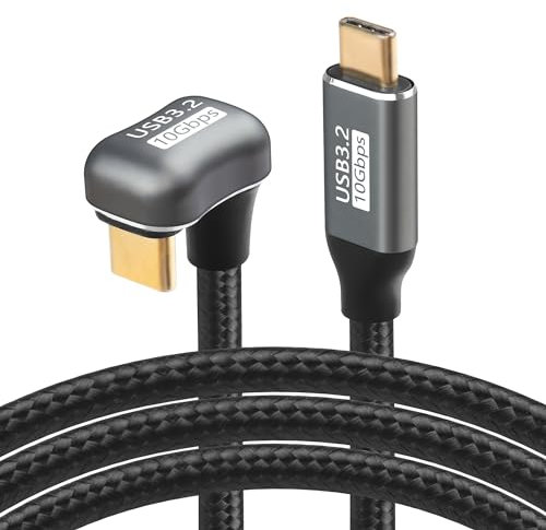 SinLoon - Cable USB C a C (100 W, en forma de U, acodado, USB-C USB 3.2, tipo C, macho a hembra, extensión de datos, 10 Gbps, cable trenzado de nailon de carga rápida para dispositivos USB C (1 m)