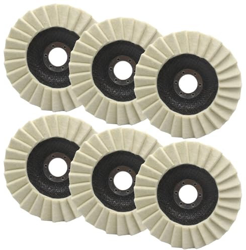 6 Stück Polierscheibe 125mm x 22.2 mm, Polierscheiben, Schwabbelscheibe, Polierscheibe Flex, Flex Polierscheibe, Polierscheiben für Winkelschleifer, zum Schleifen und Polieren von Lack, Holz, Plastik