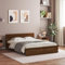 vidaXL Brown Oak King Size Bed Frame with Headboard - Modern Engineered Wood Bedroom Furniture, 150x200 cm, Plywood Slats, Brown Oak Finish