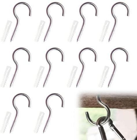 MEXRUMI 10 Pièce Crochets À Visser Inox Plafond Vis Crochet Piton À Visse Avec 10 Pcs Chevilles Kit M4 X 20 X 50Mm Pour Lustres L'Artisanat