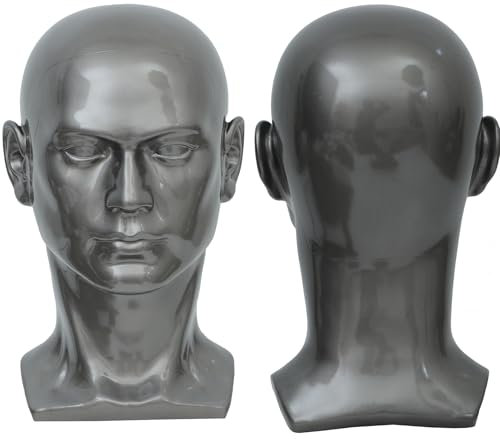 RUISIMEI Schaufensterpuppe Kopf männlich professionelle Kosmetologie Manikin Kopf für Display Perücken Brillen Hut Schmuck Headset Display Stand （L-HH）