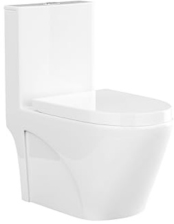 Vente-unique - WC à poser blanc brillant en céramique - Evacuation horizontale - NAGILAM