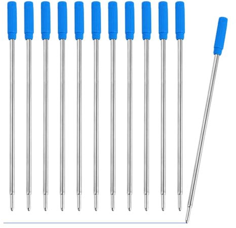 Metall Kugelschreiberminen (12 Stück), Kugelschreiber Minen, Rundspitze, glattes Schreiben, Für Büro Schule Zuhause, Die Länge beträgt 11,6 cm, Blau