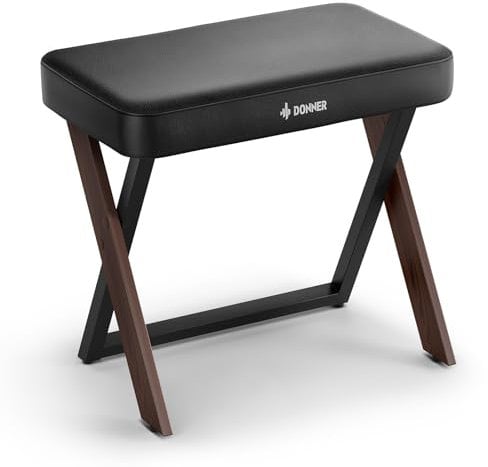Donner Klavierbank, Home-Style Keyboard-Hocker mit Dicker Polsterung, Keyboard-Sitz aus Metall, Klavierstuhl mit Kissen, DKB-300 Walnussfarbe