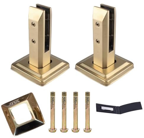 Abrazadera de vidrio de acero inoxidable 304 para valla de piscina, barandilla de barandilla, acabado dorado, resistente para vidrio de 10 mm, 14 mm, 200 mm