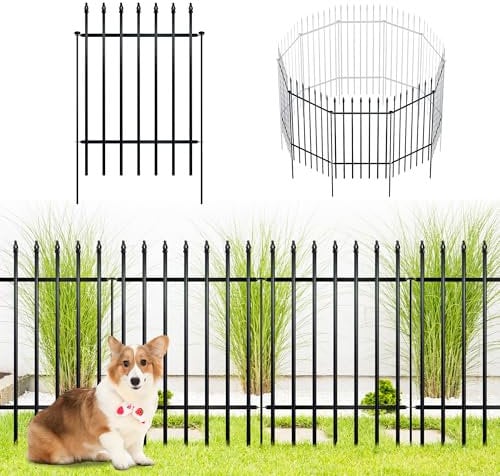ARIFARO Recinzione Decorativa da Giardino in Metallo, 81cm di Altezza x 61cm di Larghezza, Confezione da 5, Barriera per Animali Domestici, Recinzione da Giardino per Esterni, Patio, Prato, Cortile