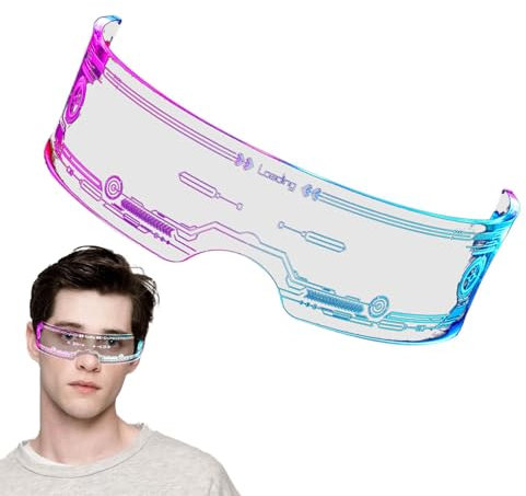 Générique Light Up Sonnenbrille, 12 Modi LED Light Up Sonnenbrille, 7 Farben Sci-Fi Style Visor, Light Up Gläser für Halloween, Cosplay, Partys, Clubs, Nachtleben und Themenveranstaltungen