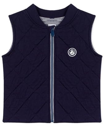 Petit Bateau Piumino da bambino senza maniche in Cotone trapuntato, sera, 18 mesi