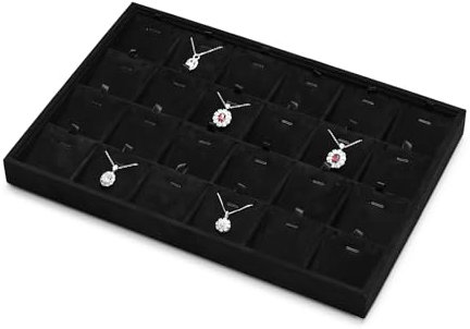 Oirlv Velvet Necklace Display Tray Black Jewellery Storage Tray for Necklace Pendant Long Chain Storage and Display