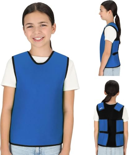 Tweens Sensory Compression Vest for Kids – Deep Pressure Comfort for Autism, ADHD, SPD – Calming, Breathable, Form-Fitting, Adjustable, Lightweight Sensory Clothing Vest for Children (Small, Blue)