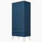 Nera 2 Door Wardrobe with Drawer Slim Wardrobe for Bedroom Wooden Wardrobe with Metal Legs (Navy)