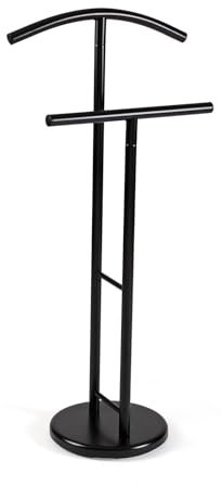 Versa Begna Valet de nuit moderne multifonction avec 2 cintres ou crochets pour vêtements pour homme ou femme, dimensions (H x L x l) 100 x 28,5 x 45 cm, acier, blanc