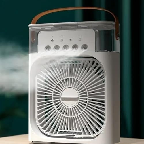Portable USB Humidifier Fan - 5-Hole Misting Cooling Fan, Desktop Hydro Chiller for Office & Summer Use
