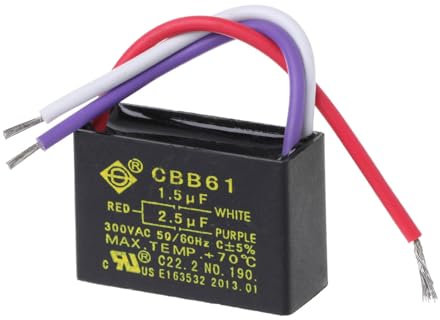 QUEENYARD Kondensatoren,Schwarz CBB61 1,5µF+2,5µF 3 Drähte 250V 50/60Hz Kondensator für Deckenventilator