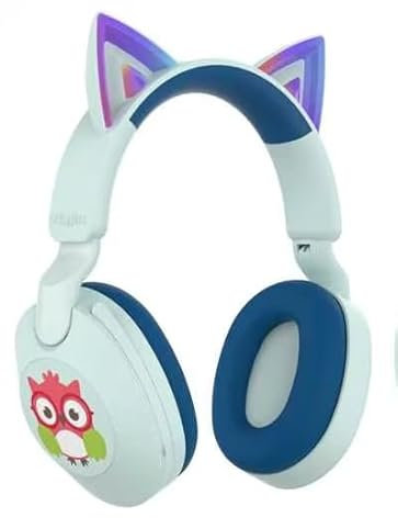 LOBKIN Cuffie Bambini con Microfono, Auricolari Bluetooth 5.4 Wireless per Bambino,Over-ear Cuffie Bluetooth LED Gatto per Bambina,Limite di Volume 85/94 dBA,Pieghevole per iPad/PC/Smartphone/Scuola