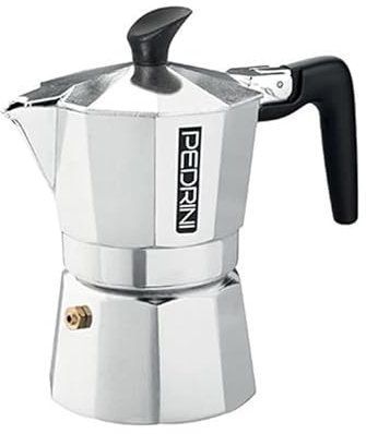 Pedrini Macchinetta Caffè Moka in Alluminio Brillantata Nera 12 Tazze