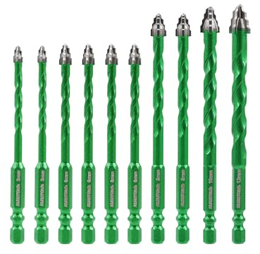 Serrated Masonry Drill Bit Set - KURSTOL 10pcs 5-12mm Concrete Drill Bit | Tungsten Carbide Tip, for Wood Plastic Masonry Brick Ceramic Tile Marble