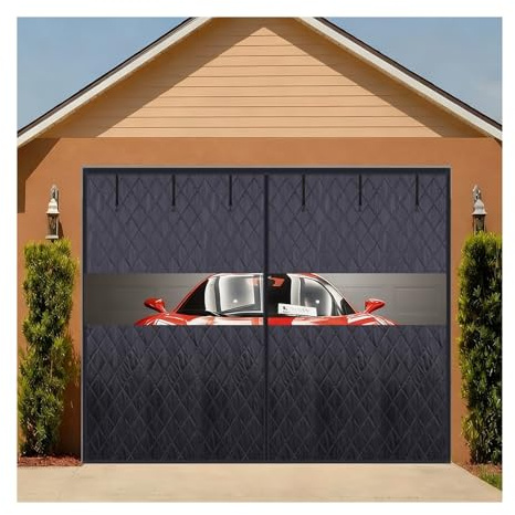 LXBAMKEA Garage Rideau De Porte, Thermique Isolante Magnétique Rideaux De Porte, pour Portes D'entrée/de Service, Chaud Coupe-Vent Isolant Phonique Occultant Porte Couvre-Porte(Black)
