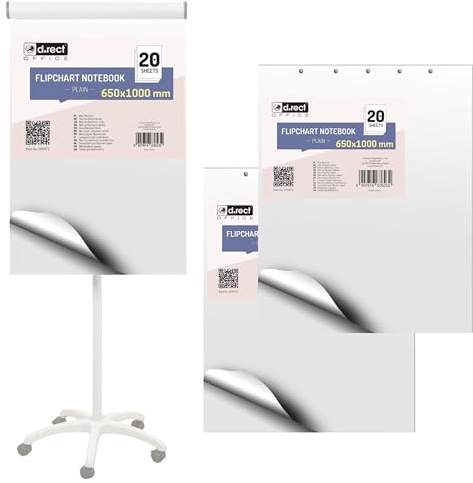 D.RECT Blocco Carta per Flipchart - Set da 3 Blocchi - 60 Fogli Totali - 65x100 cm - 80 g/m² Superficie Liscia - Carta Professionale per Presentazioni Riunioni e Formazione