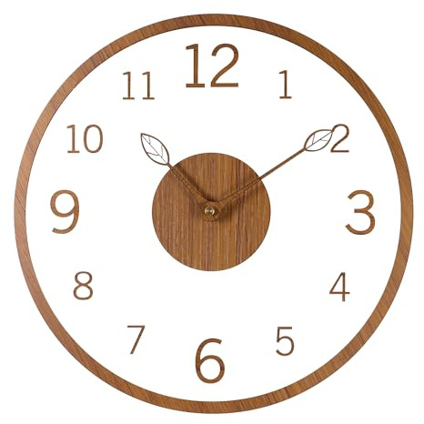 ALEENFOON 30 cm Wanduhr aus Acryl und Holz, Wanduhr Ohne Tickgeräusche, Batteriebetrieben Moderne Wanduhren für Schlafzimmer, Wohnzimmer und Küche