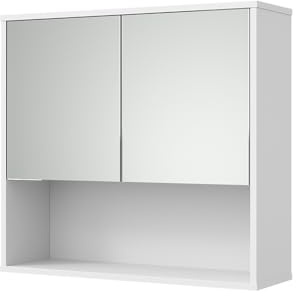Vicco Badspiegelschrank Eliza, Weiß Riffel, 70 x 65 cm | zur Wandmontage geeignet und kombinierbar mit Eliza-Serie