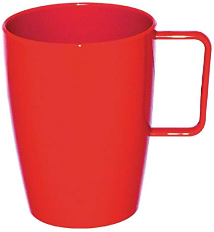 12X Kristallon Handled Beakers 284ml Red Mug Cup Dishwasher Safe