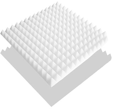 40x Pyramiden-Schaumstoff, Platten je ca. 50x50x5cm, Weiss, B1-Brandschutzklasse, Schaumstoff, Noppenschaum, Dämmung, Akustik, Schallschutz