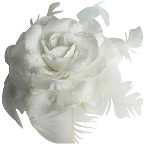 Weiße Rose Haarspange Große Rose Fascinator Blume Haarspange Weiße Haarschmuck Clips Elastische Hochzeit Haarblume 1 Stück