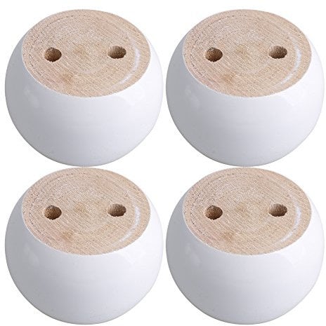 SHANOER 4pcs 50mm Height White Eucalyptus Wood Round Bun Furniture Feet
