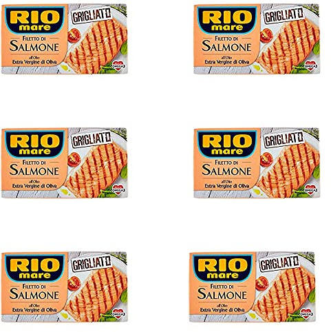 6x Rio Mare Salmone Grigliato Gegrilltes Lachsfilet geräuchert Olivenöl 125g