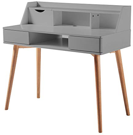 VERSANORA Teamson Home Creativo Wooden Writing Desk with Storage, Light Grey/Natural VNF-00045LG | Engineered Wood, One Size