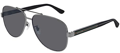 GUCCI Mens GG0528S Sunglasses, Ruthenium-Crystal-Grey, 63
