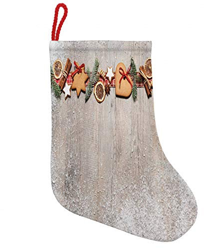 ABAKUHAUS Plätzchen Hängende Nikolausstiefel Weihnachtssocken, Weihnachten Themed auf Holz, Weihnachtsstrumpf zum Aufhängen, 25x35cm, Mehrfarbig