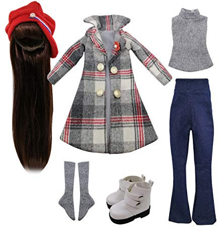 Set Fashion Bekleidung Perücken Schuhe Socken Accessoires vollen Satz für 1/3 21-23inch 60cm BJD Puppen (Phyllis)